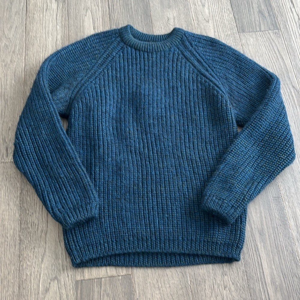 Wolsey | Turquoise 100% chunky wool made in Scotland knit fisherman sweater - Picture 2 of 9